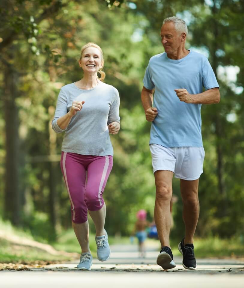 father and daughter exercising